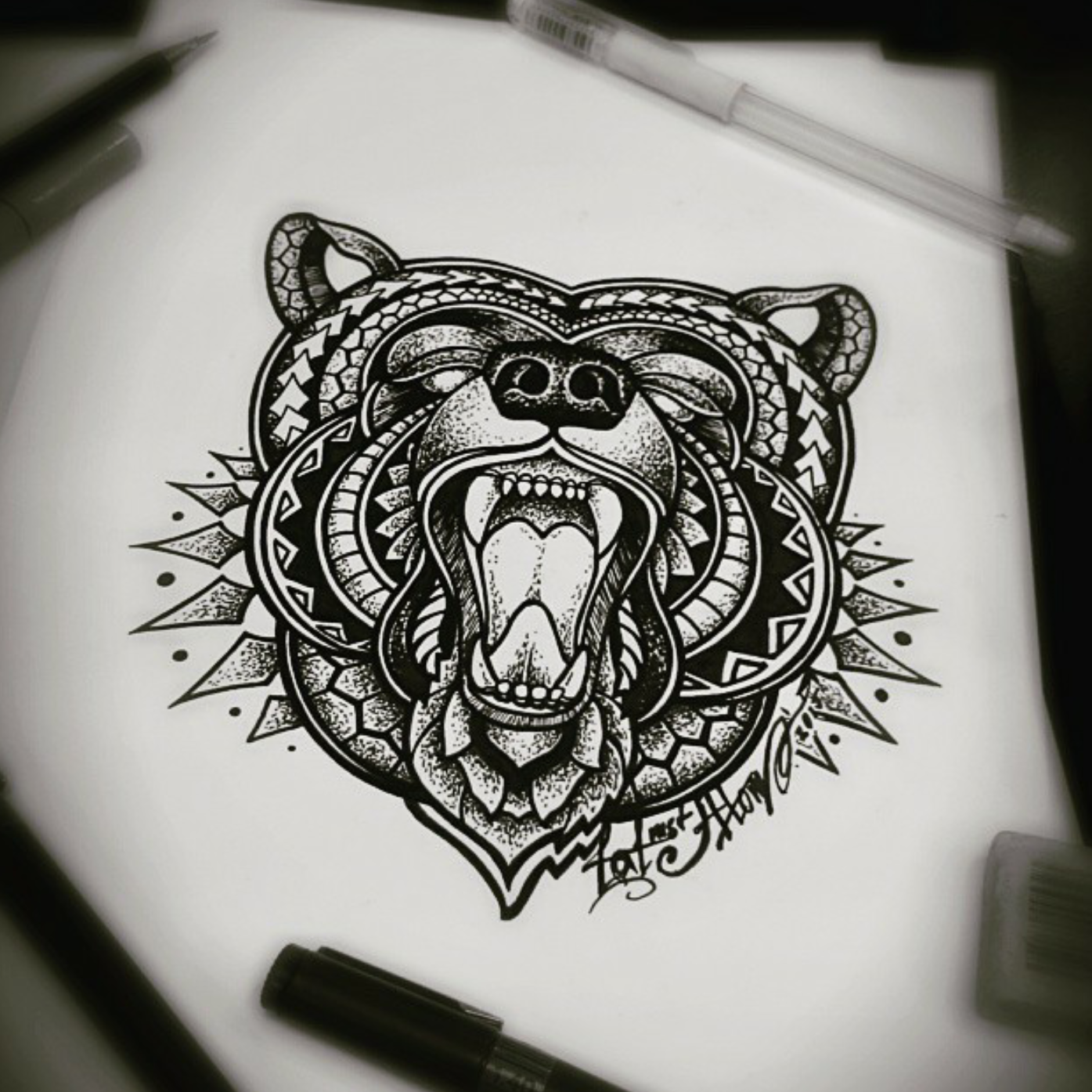 Dotwork медведь